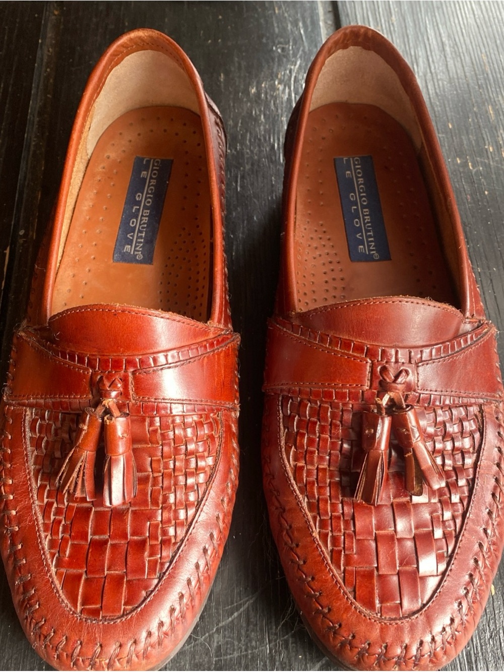 Giorgio Brutini Woven Tassel Loafers in Cognac